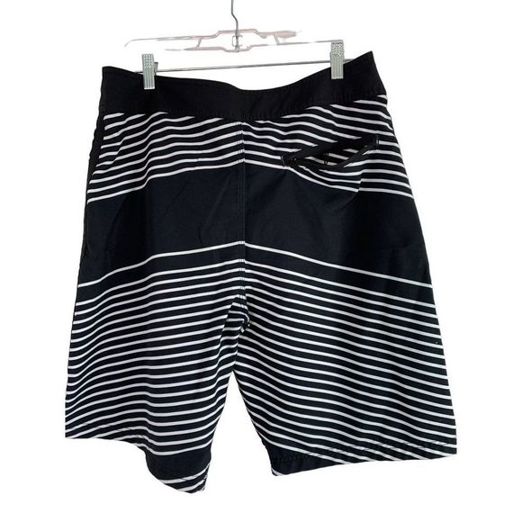 Mens Hurley Board Shorts Black stripe Size 34 GUC Drawstring zip pocket 6368 - Picture 4 of 8